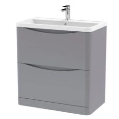 Lunar Floor Standing 2 Drawer Vanity Unit With Polymarble Basin -Furniture Store 30910244