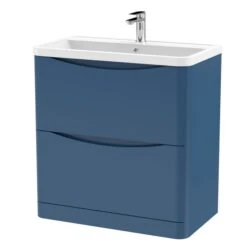 Lunar Floor Standing 2 Drawer Vanity Unit With Polymarble Basin -Furniture Store 30910245