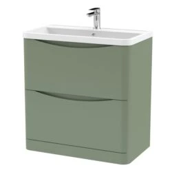 Lunar Floor Standing 2 Drawer Vanity Unit With Polymarble Basin -Furniture Store 30910246