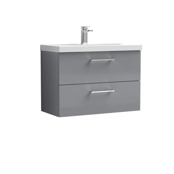 Arno Wall Mounted 2 Drawer Vanity Unit With Basin 3 Arno Wall Mounted 2 Drawer Vanity Unit With Basin - Image 3