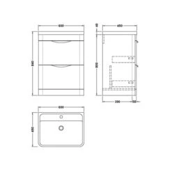 Parade Floor Standing 2 Drawer Vanity Unit With Polymarble Basin -Furniture Store 30910346 alt09