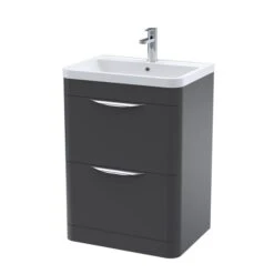 Parade Floor Standing 2 Drawer Vanity Unit With Polymarble Basin -Furniture Store 30910350