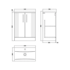 Deco Floor Standing 2 Door Vanity Unit With Basin -Furniture Store 30910406 alt09