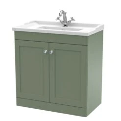 Classique Floor Standing 2 Door Vanity Unit With Ceramic Basin -Furniture Store 30910486