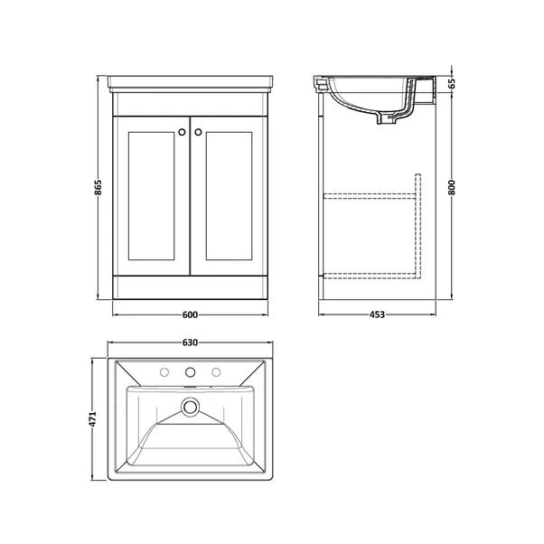 Classique Floor Standing 2 Door Vanity Unit With Basin 12 Classique Floor Standing 2 Door Vanity Unit With Basin - Image 12
