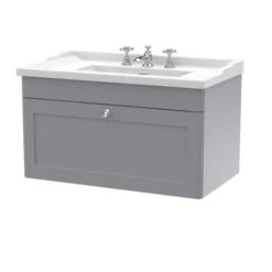 Classique Wall Mounted 1 Drawer Vanity Unit With Ceramic Basin -Furniture Store 30910524