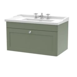 Classique Wall Mounted 1 Drawer Vanity Unit With Ceramic Basin -Furniture Store 30910528