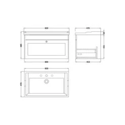 Classique Wall Mounted 1 Drawer Vanity Unit With Ceramic Basin -Furniture Store 30910528 alt09