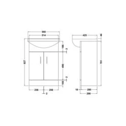 Mayford 2 Door Vanity Unit With Square Basin -Furniture Store 30910532 alt09
