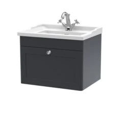 Classique Wall Mounted 1 Drawer Vanity Unit With Ceramic Basin -Furniture Store 30910605