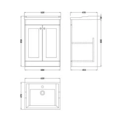 Classique Floor Standing 2 Door Vanity Unit With Ceramic Basin -Furniture Store 30910607 alt09