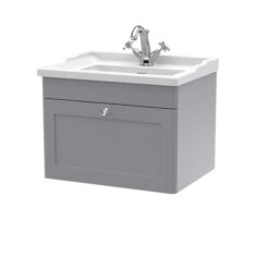 Classique Wall Mounted 1 Drawer Vanity Unit With Ceramic Basin -Furniture Store 30910608