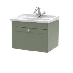 Classique Wall Mounted 1 Drawer Vanity Unit With Ceramic Basin -Furniture Store 30910610