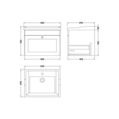 Classique Wall Mounted 1 Drawer Vanity Unit With Ceramic Basin -Furniture Store 30910610 alt09