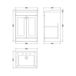 Classique Floor Standing 2 Door Vanity Unit With Ceramic Basin -Furniture Store 30910615 alt09