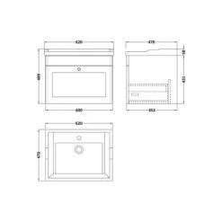 Classique Wall Mounted 1 Drawer Vanity Unit With Ceramic Basin -Furniture Store 30910617 alt09