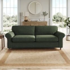 Flori Tonal Plush Chenille 4 Seater Sofa