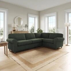 Flori Tonal Plush Chenille Corner Sofa -Furniture Store 30911146