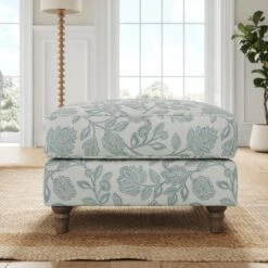 Flori Woven Floral Fabric Footstool 28 Flori Woven Floral Fabric Footstool -Furniture Store 30911184 alt01