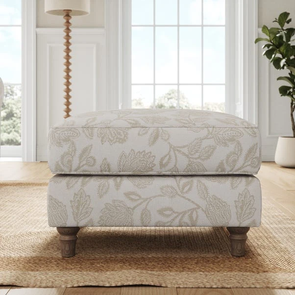 Flori Woven Floral Fabric Footstool 2 Flori Woven Floral Fabric Footstool - Image 2