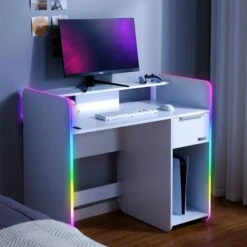 X Rocker Electra Desk With Wireless Charging And LED Lights -Furniture Store 30911228