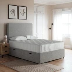 Luxury Side Ottoman Bed Frame, Teddy Fabric -Furniture Store 30911684