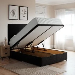 Luxury End Of Bed Ottoman Bed Frame, Teddy Fabric -Furniture Store 30911688 alt01