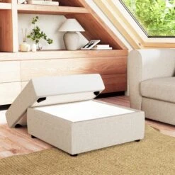 Square Soft Texture Storage Footstool -Furniture Store 30914145 alt01
