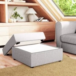 Square Soft Texture Storage Footstool -Furniture Store 30914146 alt01