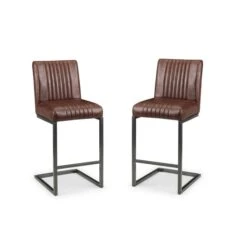 Brooklyn Set Of 2 Bar Stools, Faux Leather -Furniture Store 30914189 alt02