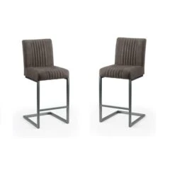 Brooklyn Set Of 2 Bar Stools, Suede -Furniture Store 30914190 alt02