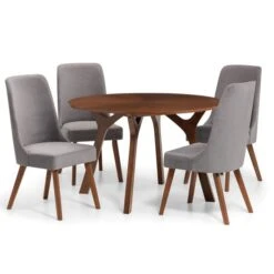 Huxley 4 Seater Round Dining Table, Walnut -Furniture Store 30915550 alt05
