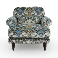 Jolene William Morris Strawberry Thief Print Velvet Snuggle Chair -Furniture Store 30917901 alt06