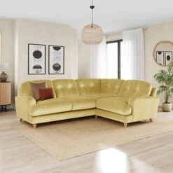 Martha Vintage Velvet Full Corner Sofa -Furniture Store 30917935