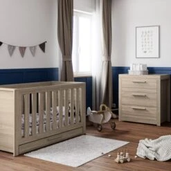 Little Acorns Ellesmere Cot Bed And 3 Drawer Chest Nursery Set -Furniture Store 30919395