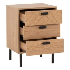 Barker 3 Drawer Bedside Table, Oak Effect -Furniture Store 30921157 alt03