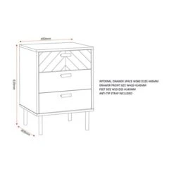 Barker 3 Drawer Bedside Table, Oak Effect -Furniture Store 30921157 alt09