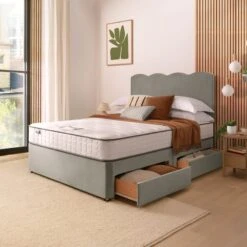 Silentnight Divan Bed With Wave Velvet Headboard -Furniture Store 30922991 alt01