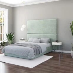 Hanging Wall Panel Dual Mount Plush Velvet Headboard -Furniture Store 30924537 alt01