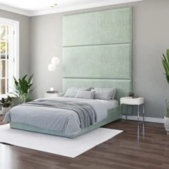 Hanging Wall Panel Dual Mount Plush Velvet Headboard -Furniture Store 30924537 alt02