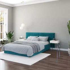 Hanging Wall Panel Dual Mount Plush Velvet Headboard -Furniture Store 30924538