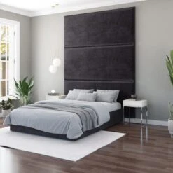 Hanging Wall Panel Dual Mount Plush Velvet Headboard -Furniture Store 30924539 alt02