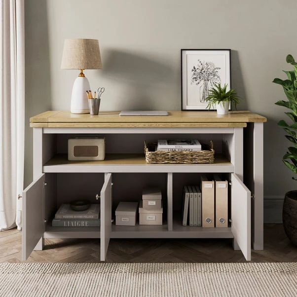 Olney Swivel Desk, Stone 2 Olney Swivel Desk, Stone - Image 2