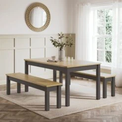 Olney 6 Seater Dining Table And Bench Set -Furniture Store 30925492