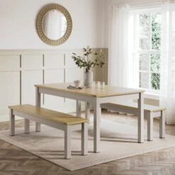 Olney 6 Seater Dining Table And Bench Set