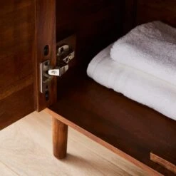 Alani 2 Door Bathroom Cabinet, Acacia Wood -Furniture Store 30926640 alt02