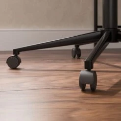 Modena Walnut Effect Office Chair, Black Faux Leather -Furniture Store 30926647 alt04