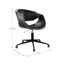 Modena Walnut Effect Office Chair, Black Faux Leather -Furniture Store 30926647 alt09
