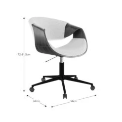 Modena Walnut Effect Office Chair, White Boucle -Furniture Store 30926648 alt09