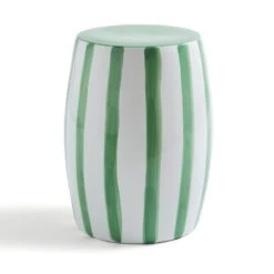Beatrice Striped Ceramic Side Table, Green -Furniture Store 30926661 alt02